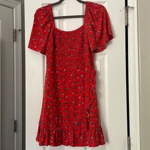 Red floral dress